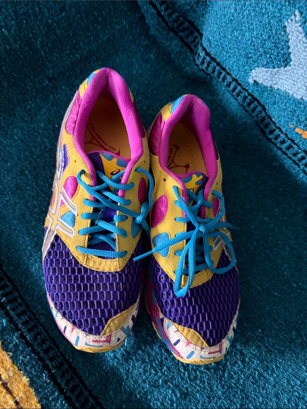 ASICS Women's Purple, Yellow, Pink & Blue Athletic Sneakers